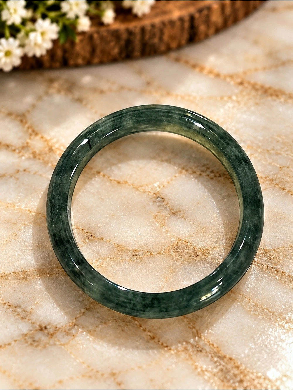 Light cloudy Green Jade ring thing size 11